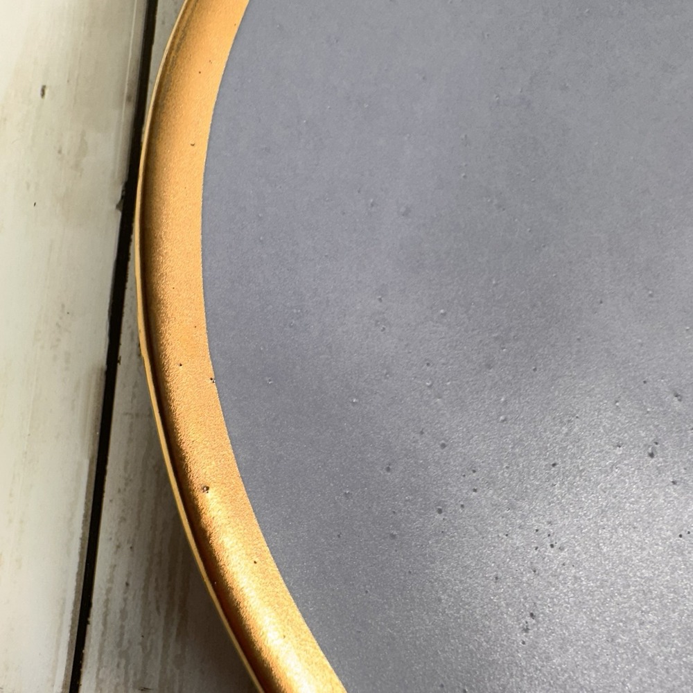 Crate & Barrel Salad‎ Luncheon Plate Addison Gray Gold Rim Boho Glam Casual - Picture 8 of 16